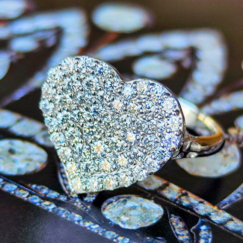 【全石 ハート&キューピッド】天然ダイヤモンド 0.88ct リング