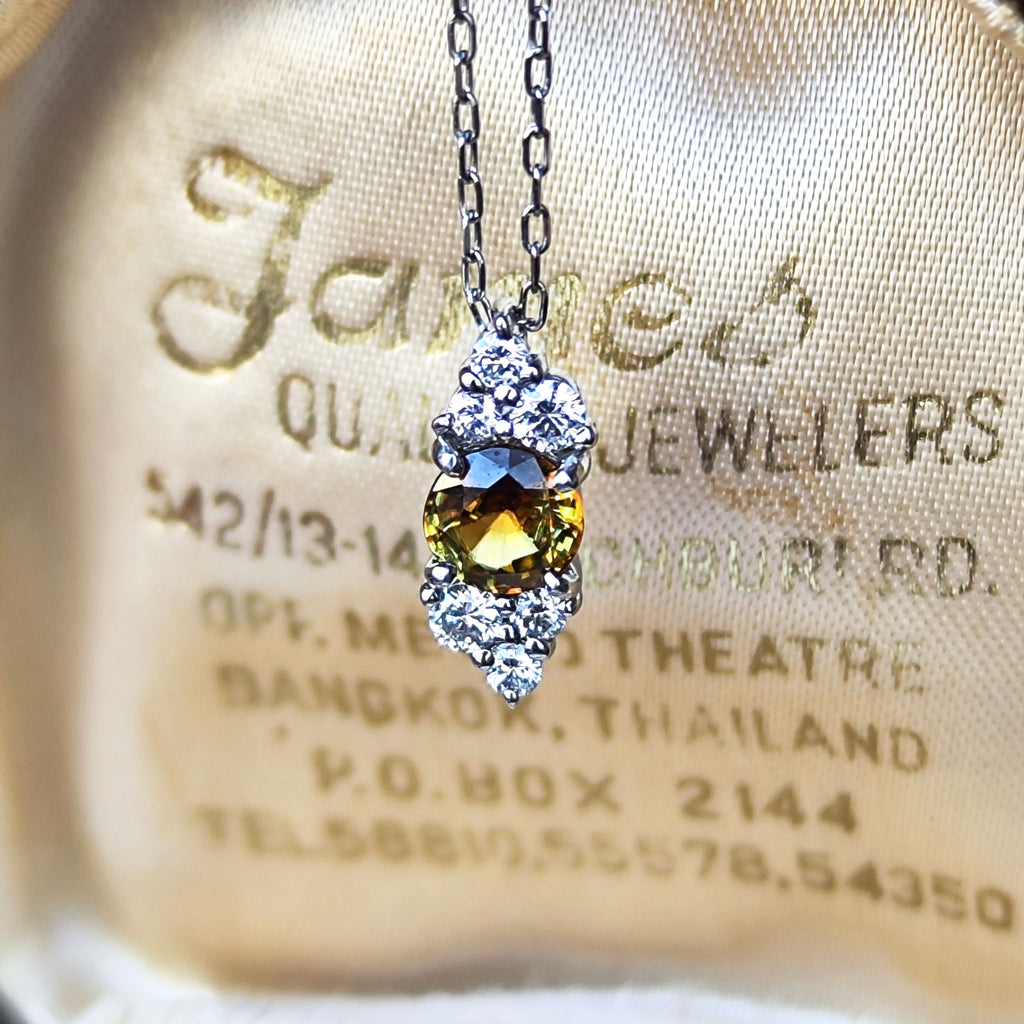 【お値下げ】天然スフェーン 天然ダイヤモンド ネックレス