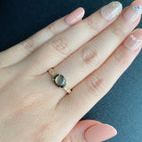 【魅惑の黒い宝石】天然ブラックスターサファイア 天然ダイヤモンド リング