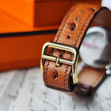 【ボーイズサイズ】HERMES エルメスセリエ オーストリッチ クォーツ腕時計