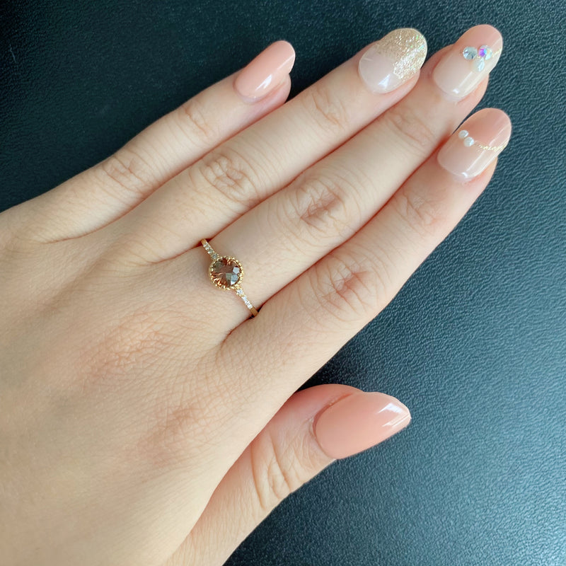 天然アンダリュサイト 天然ダイヤモンド リング