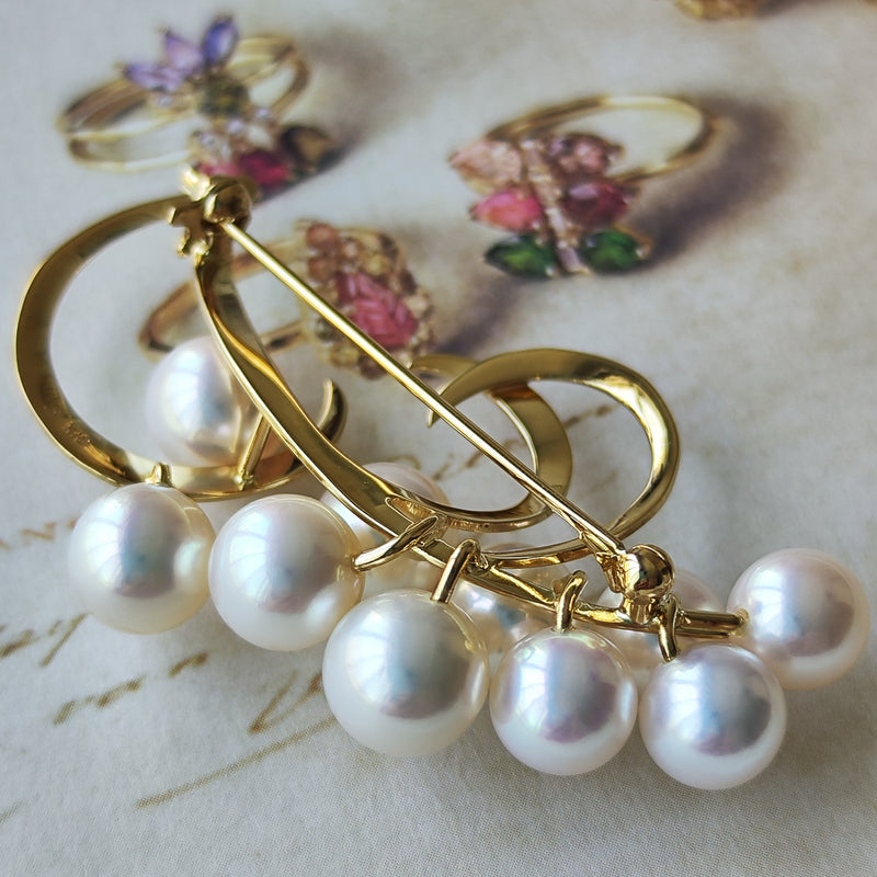 MIKIMOTO ミキモト 鈴蘭のモチーフ あこや真珠 ブローチ – Mico