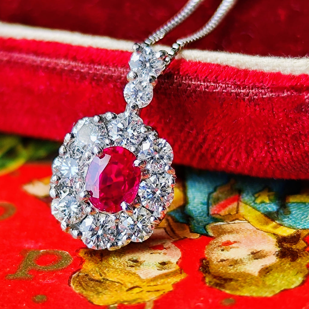 【ビルマ産ルビー】天然ルビー 0.330ct 天然ダイヤモンド ネックレス