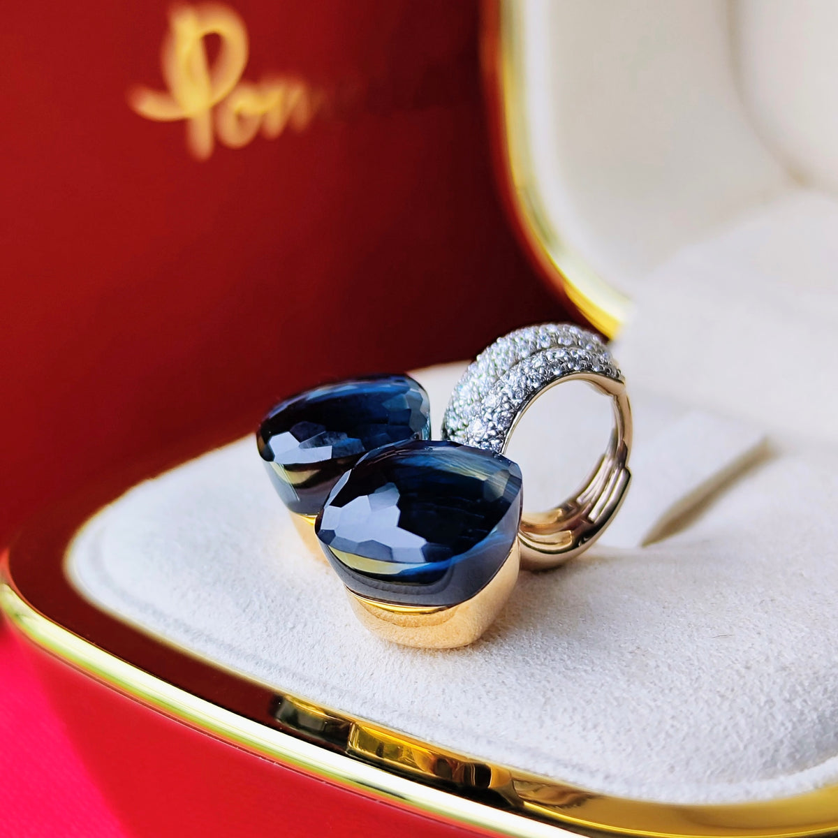 Pomellato ポメラートヌード ブルートパーズ ダイヤモンド ピアス