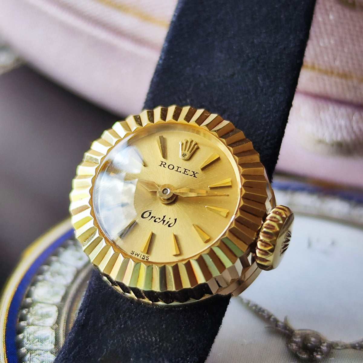 【OH済み】ROLEX ロレックス CHAMELEON カメレオン Orchid 18金無垢 手巻き腕時計
