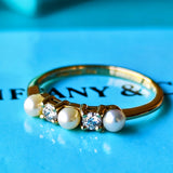 【オールドティファニー】TIFFANY＆Co.ティファニー あこやベビーパール ダイヤモンドリング