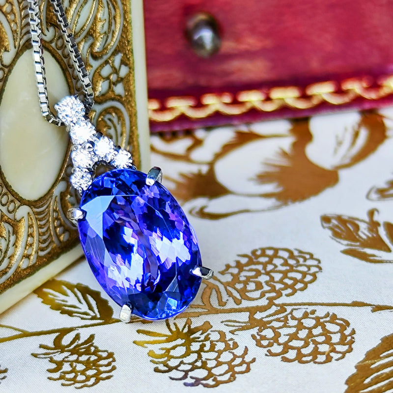 【大粒 5.74ct】天然タンザナイト 天然ダイヤモンド ネックレス