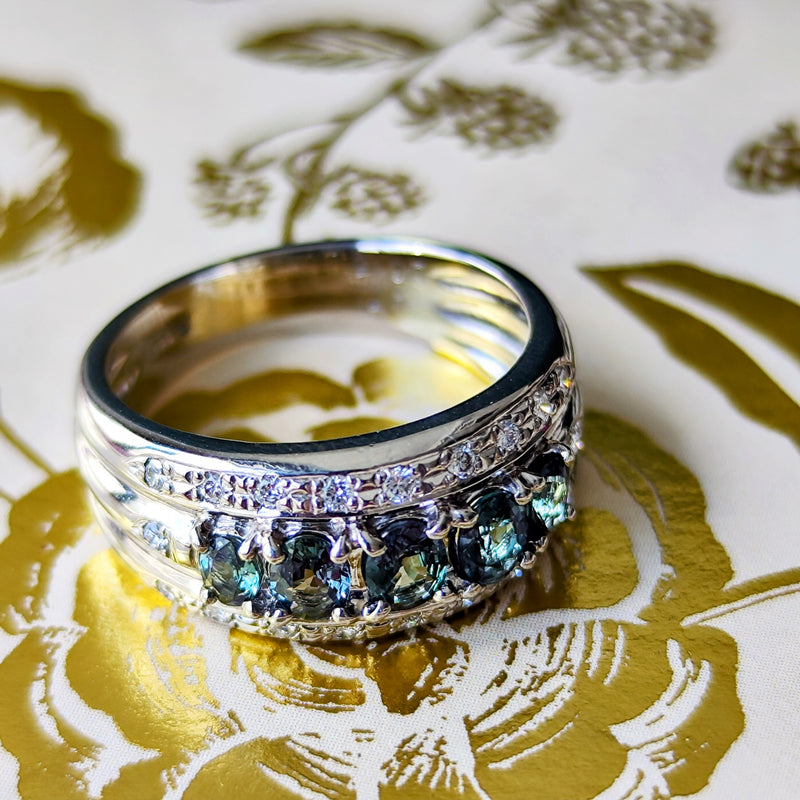 天然アレキサンドライト 0.71ct 天然ダイヤモンド リング