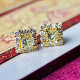 天然ダイヤモンド プリンセスカット 18金ピアス