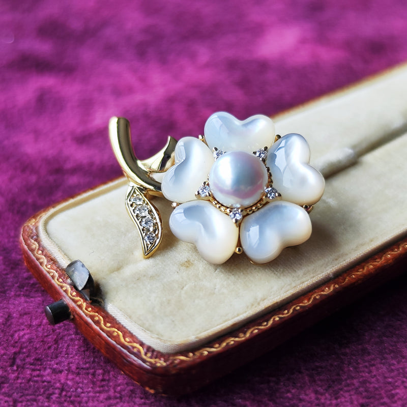 ＊新品＊　MIKIMOTO アコヤ真珠　ブローチ MIKIMOTO ミキモト あこや真珠 リースブローチ – Mico宝飾店