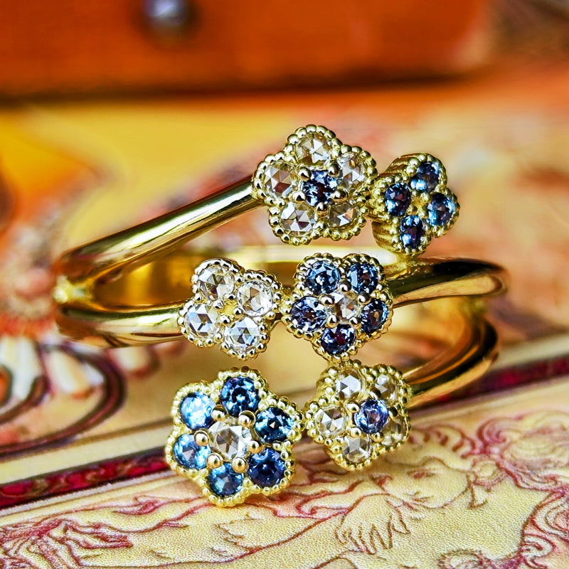 天然アレキサンドライト 天然ローズカットダイヤモンド リング