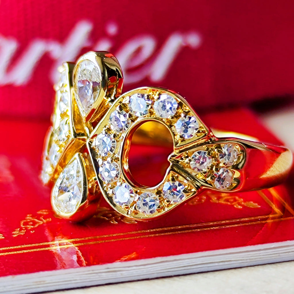【Vintage Cartier】カルティエ ダイヤモンド 2Cリング 18金 50