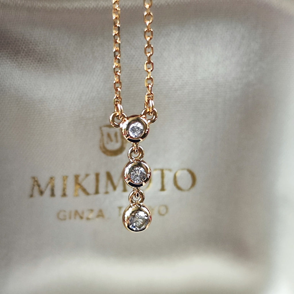 MIKIMOTO ミキモト ダイヤモンド スリーストーン ネックレス