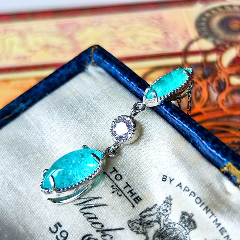 天然パライバトルマリン 天然ピンクダイヤモンド ネックレス