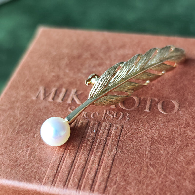 MIKIMOTO ミキモト フェザー 羽のブローチ