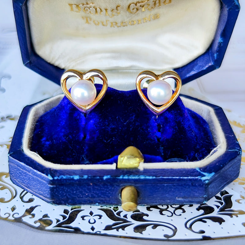 MIKIMOTO ミキモト あこや真珠 ハート型 イヤリング