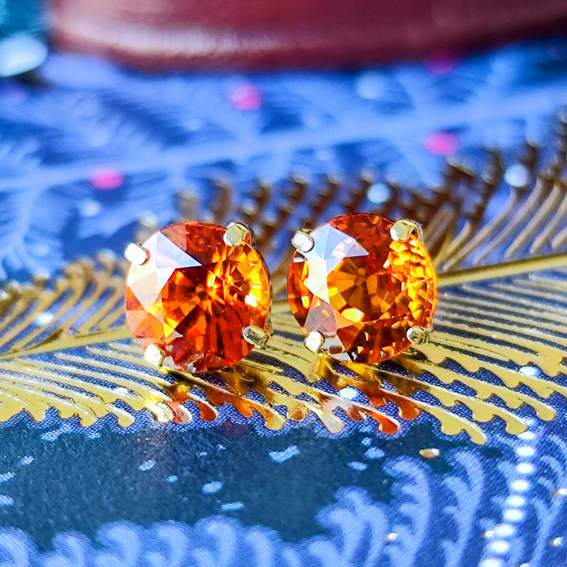 天然スぺサルティンガーネット 18金ピアス