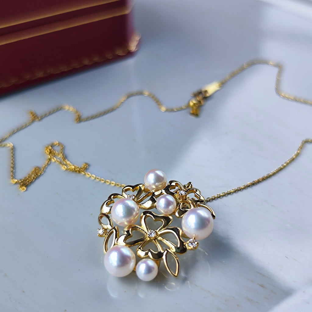 MIKIMOTO ミキモト あこや真珠 天然ダイヤモンド ペンダントトップ