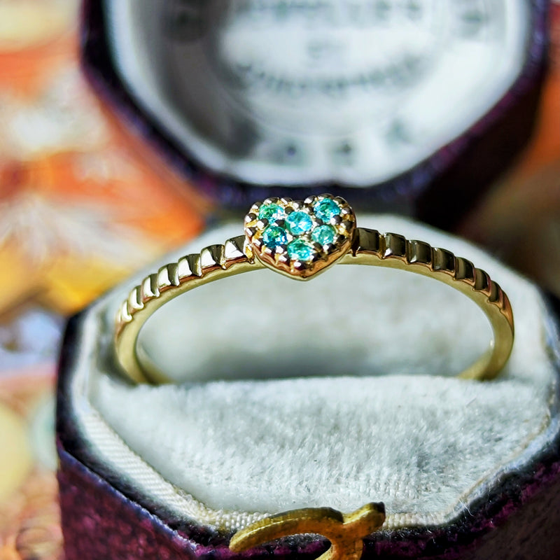 天然パライバトルマリン ハートモチーフ リング