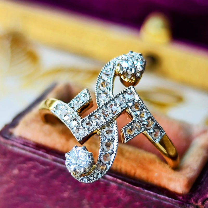 【フランスアンティーク】トワエモワ 天然ダイヤモンド リング