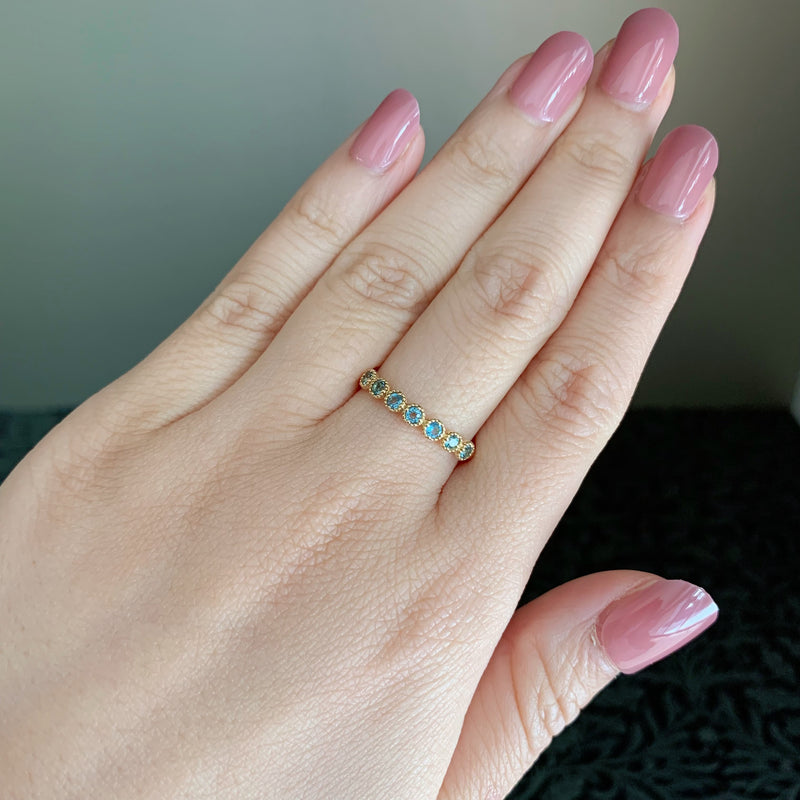 天然アクアマリン ハーフエタニティリング 18金