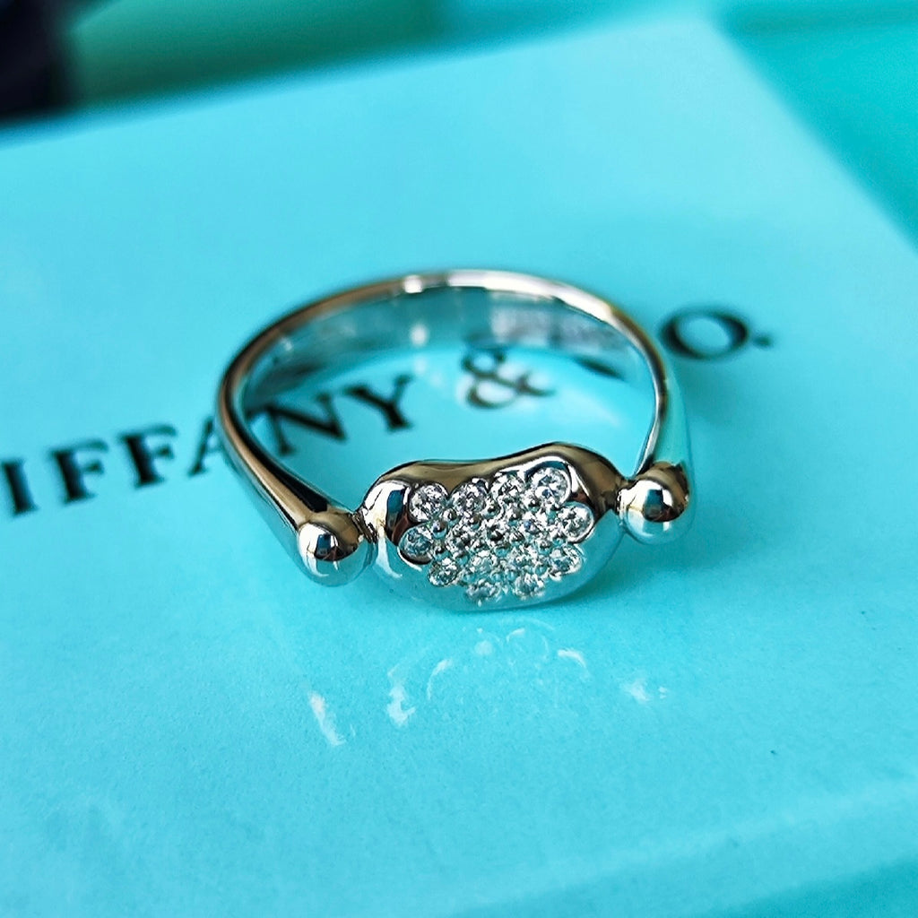Tiffany & Co. プラチナリング ダイヤモンド付き TIFFANY&Co ティファニー ビーン ダイヤモンドリング プラチナ – Mico