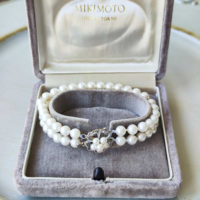 ✨美品✨MIKIMOTO ミキモト パール あこや真珠 ブローチ ケース付 刻印 MIKIMOTO ミキモト あこや真珠 パール ブローチ 花モチーフ