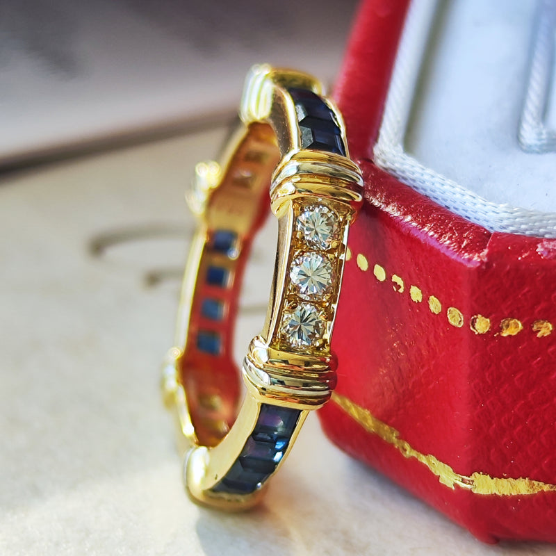 【Vintage Cartier】カルティエ コンテッサ サファイア ダイヤモンド フル リング