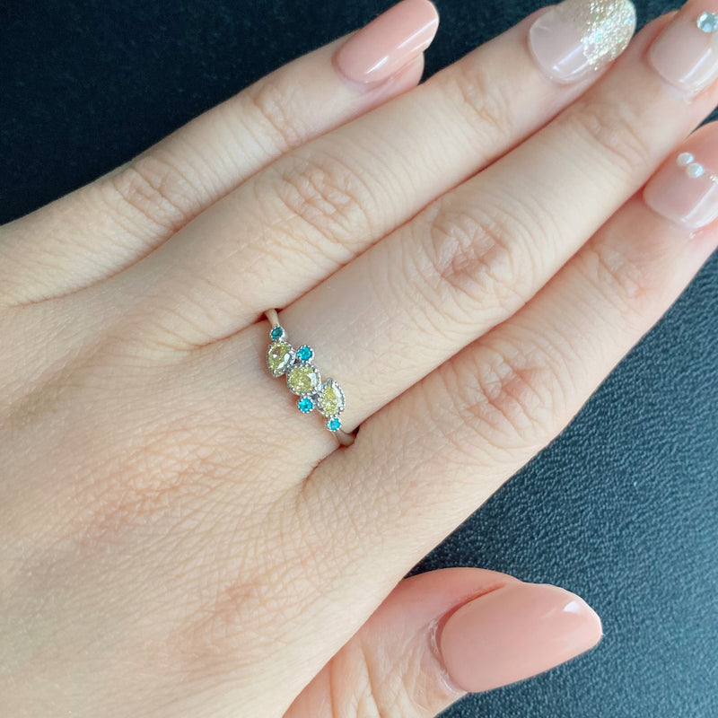 天然イエローダイヤモンド 天然パライバトルマリン リング