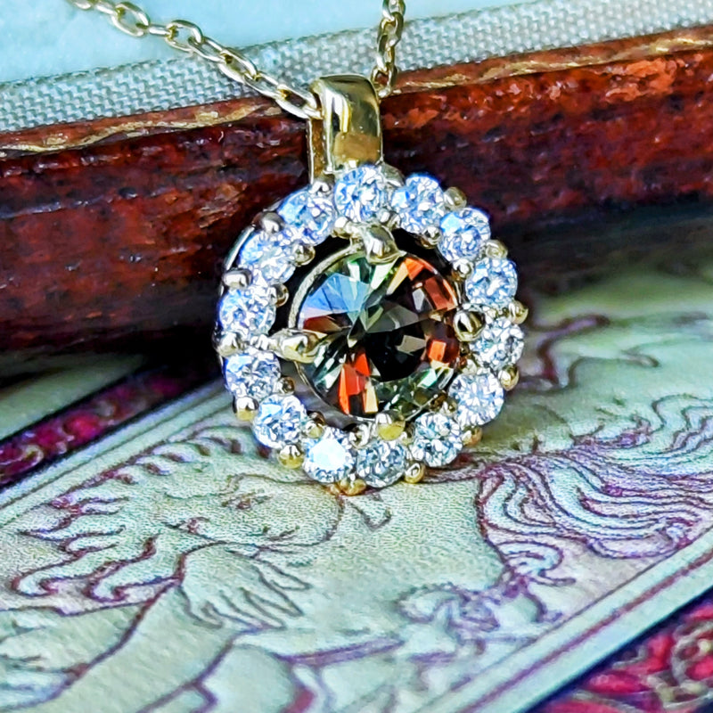 天然アンダリュサイト 天然ダイヤモンド ネックレス