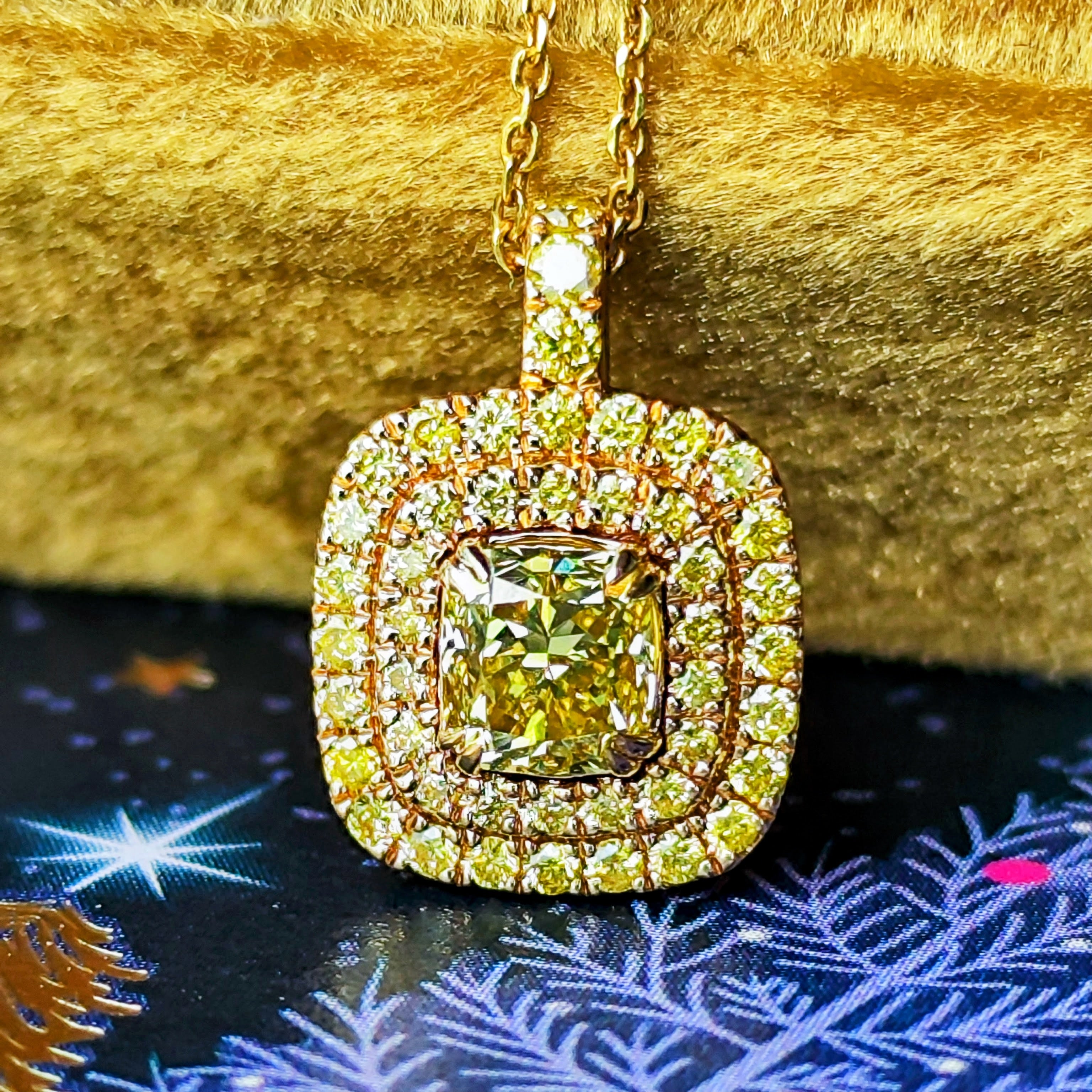 イエローダイヤ】FANCY INTENSE YELLOW VVS2 0.71ct ネックレス GIA