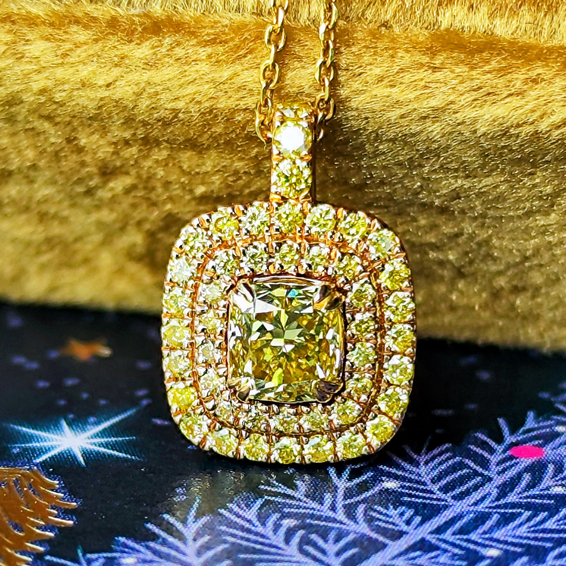【イエローダイヤ】FANCY INTENSE YELLOW VVS2 0.71ct ネックレス GIA