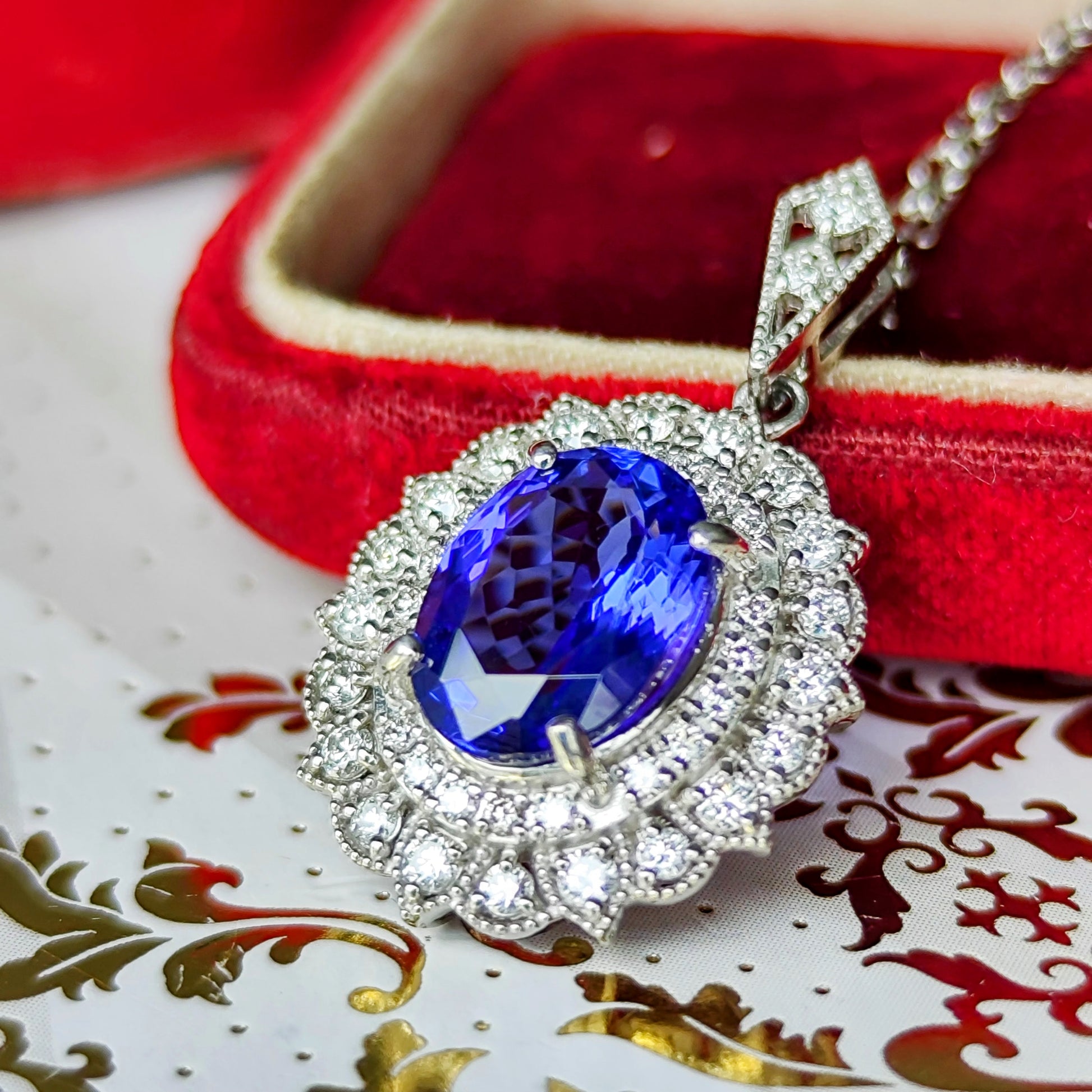 天然タンザナイト 2.27ct 天然ダイヤモンド ネックレス
