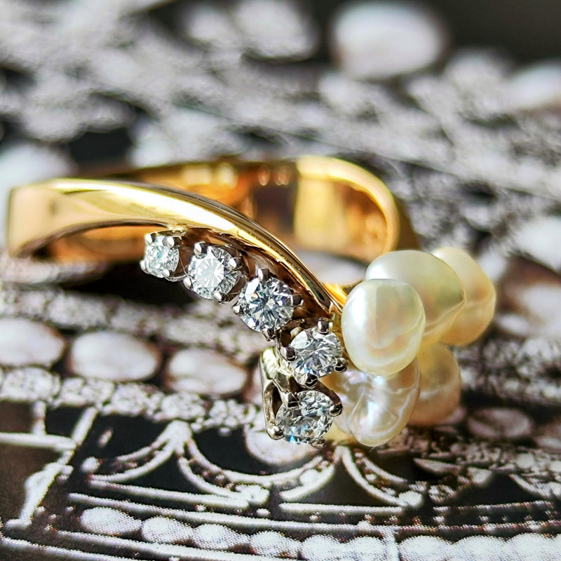 ジョージジェンセン　天然ダイヤモンドリング　指輪　D0.025ct シルバー Georg Jensen ジョージジェンセン 天然ダイヤモンド 淡水パール