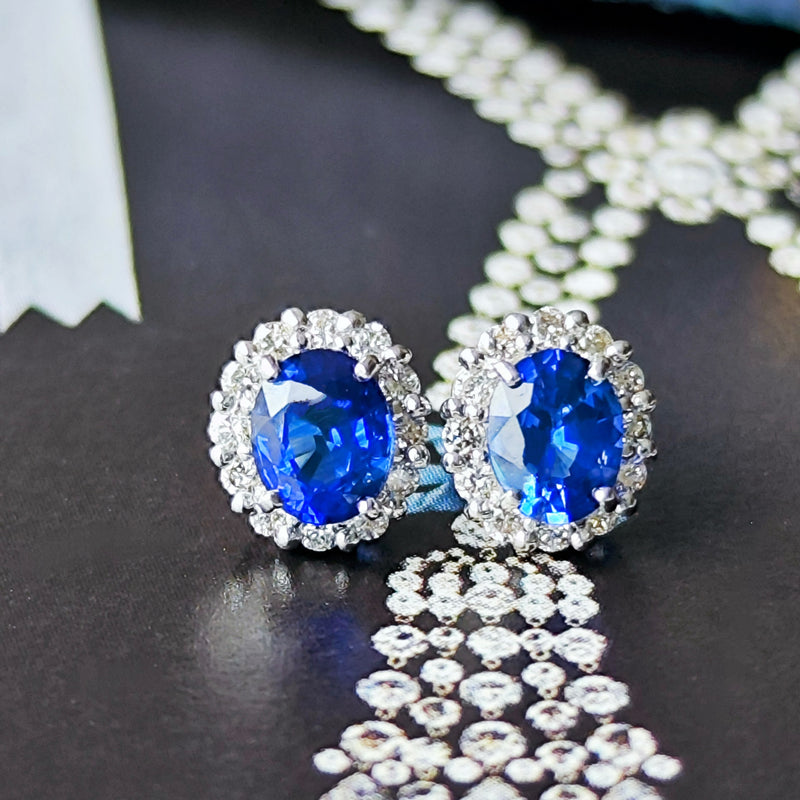 天然サファイア 天然ダイヤモンド 18金WG ピアス