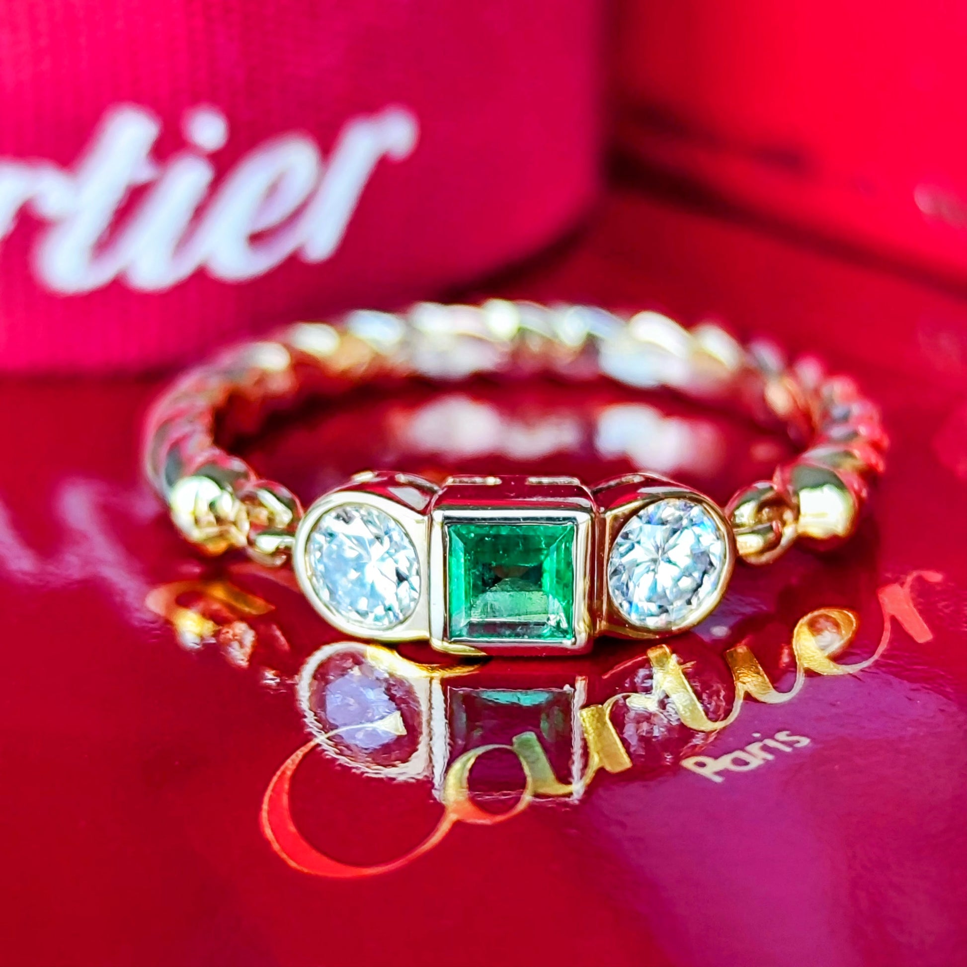【Vintage Cartier】カルティエ エメラルド ダイヤモンド 18金スリーカラーリング