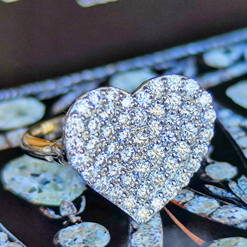 【全石 ハート&キューピッド】天然ダイヤモンド 0.88ct リング