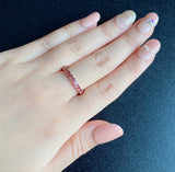 天然マラヤガーネット ハーフエタニティリング