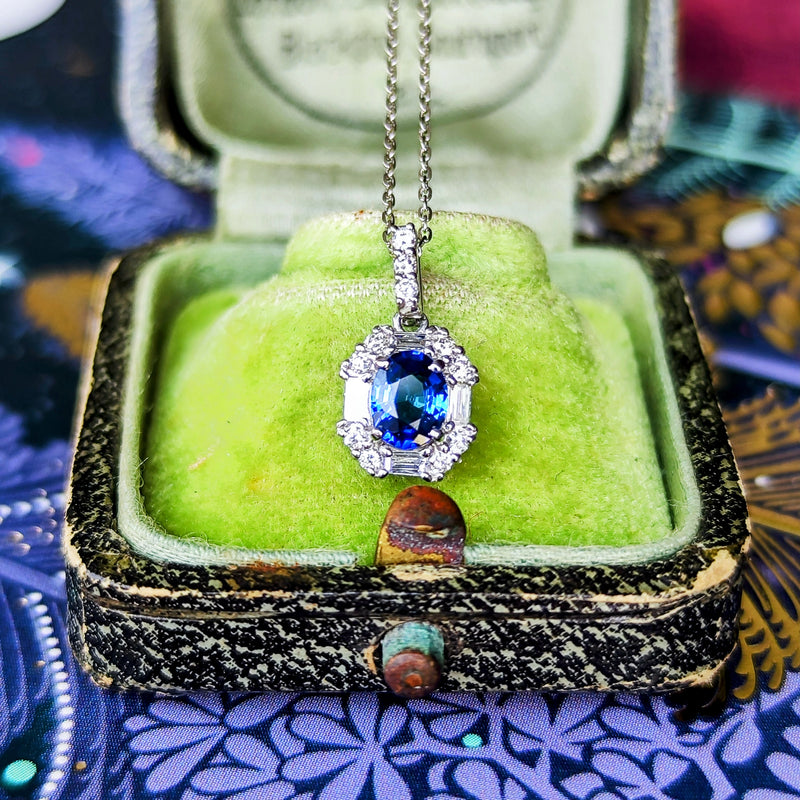 天然サファイア 天然ダイヤモンド ネックレス