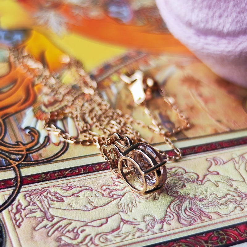 天然モルガナイト 天然ダイヤモンド ネックレス