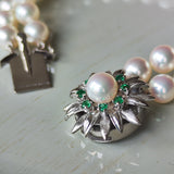 MIKIMOTO ミキモト あこや真珠 天然エメラルド ブレスレット