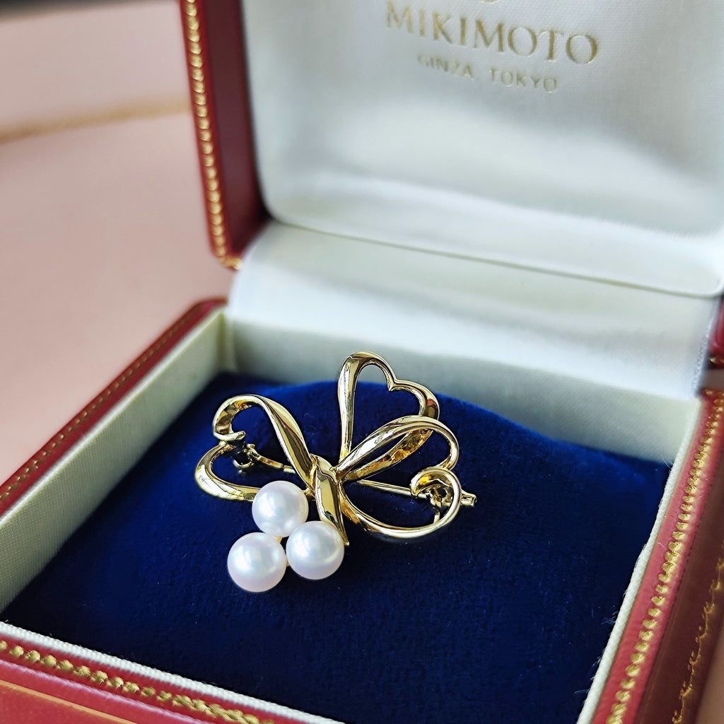 MIKIMOTO ミキモト あこや真珠 ブローチ 18金