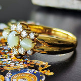 天然クリソベリルキャッツアイ 天然ダイヤモンド リング