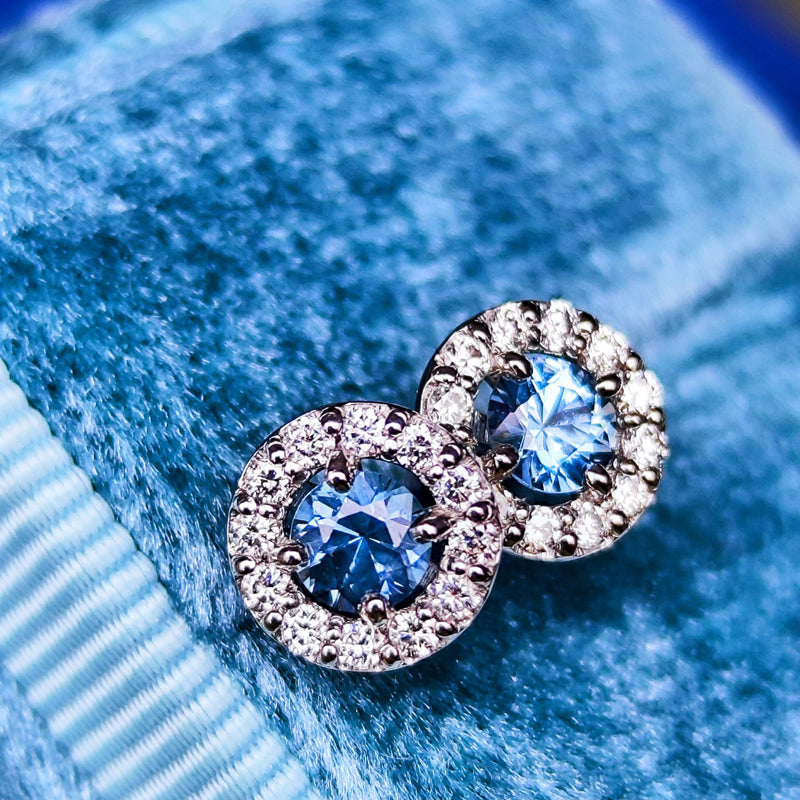 【カンチャナブリ産】天然サファイア 天然ダイヤモンド ピアス