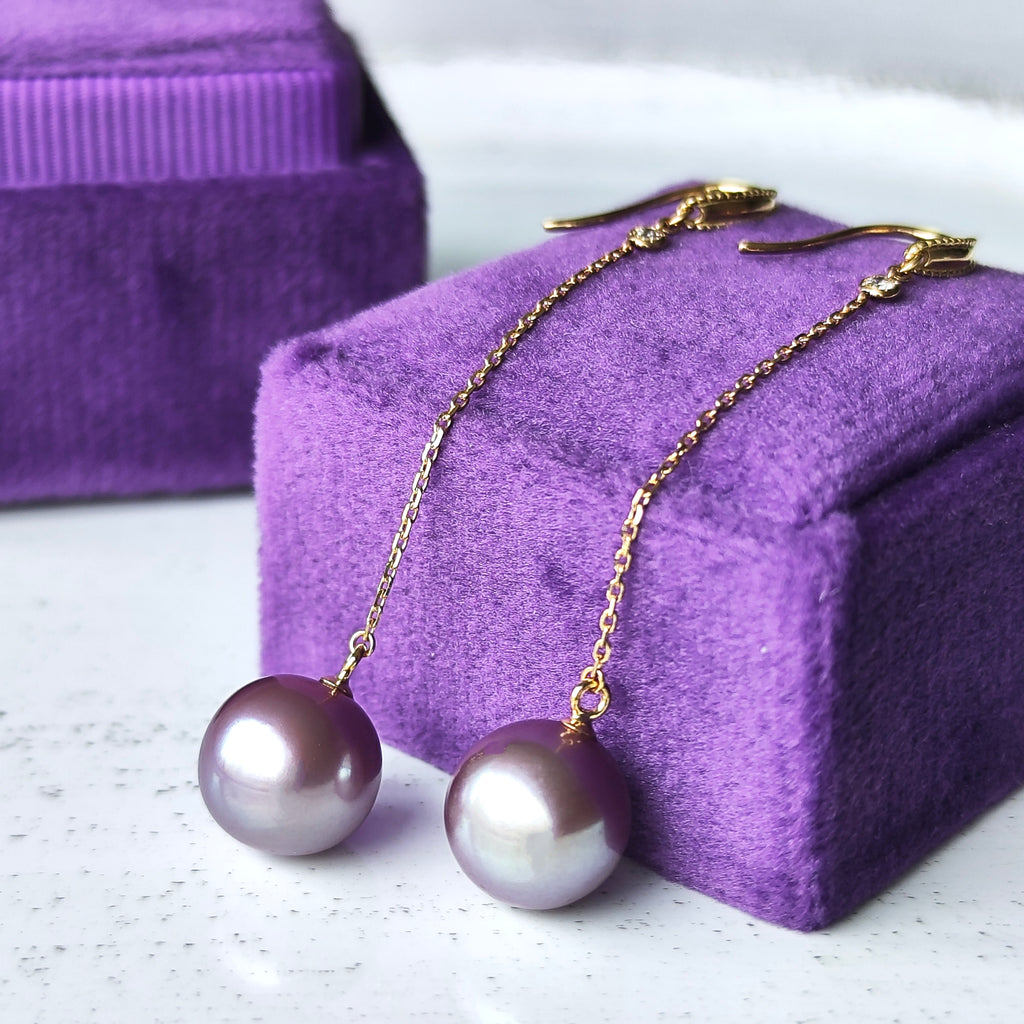 【限定品】紫陽花パール 天然ダイヤモンド ピアス