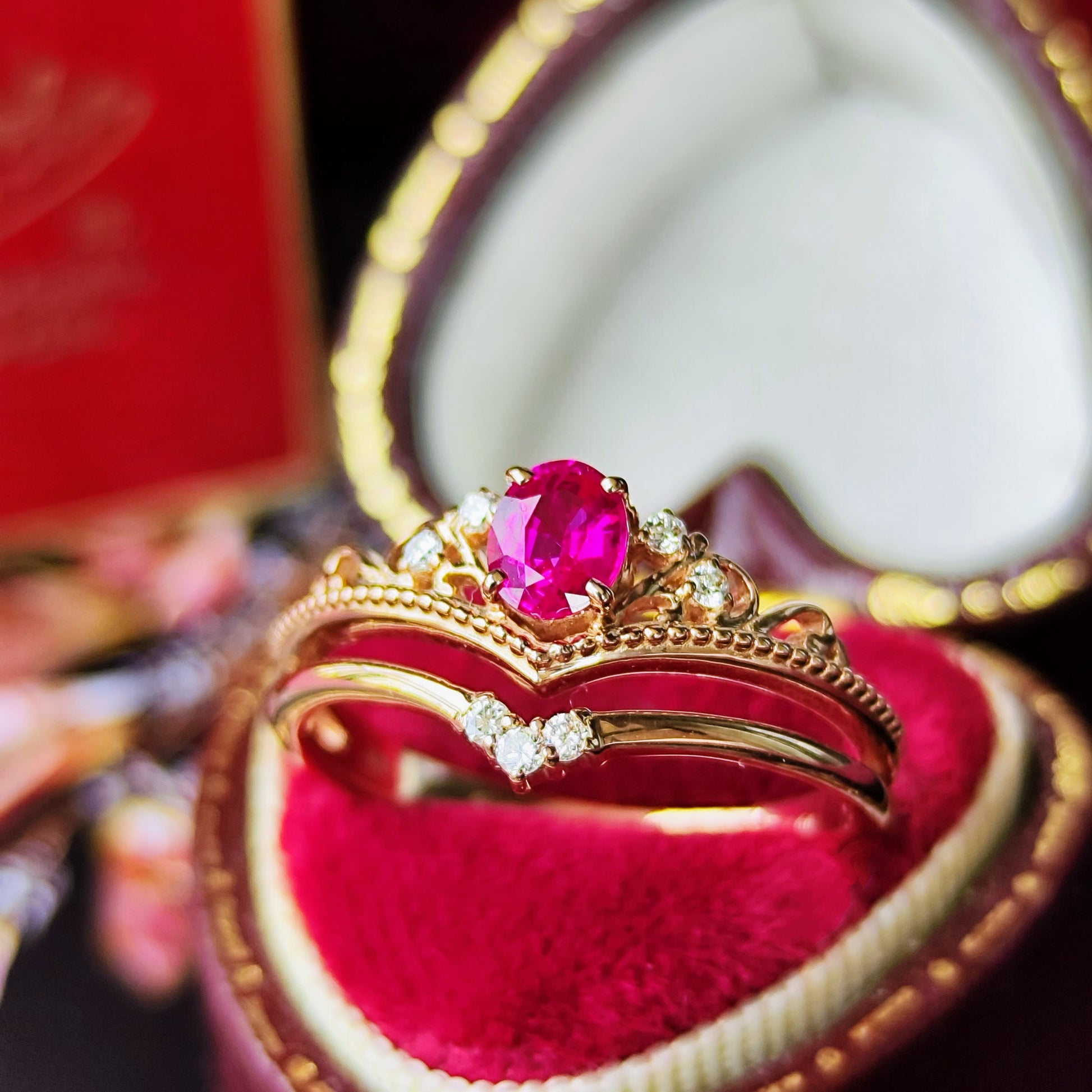 【ビルマ産ルビー】天然ルビー 0.407ct 天然ダイヤモンド