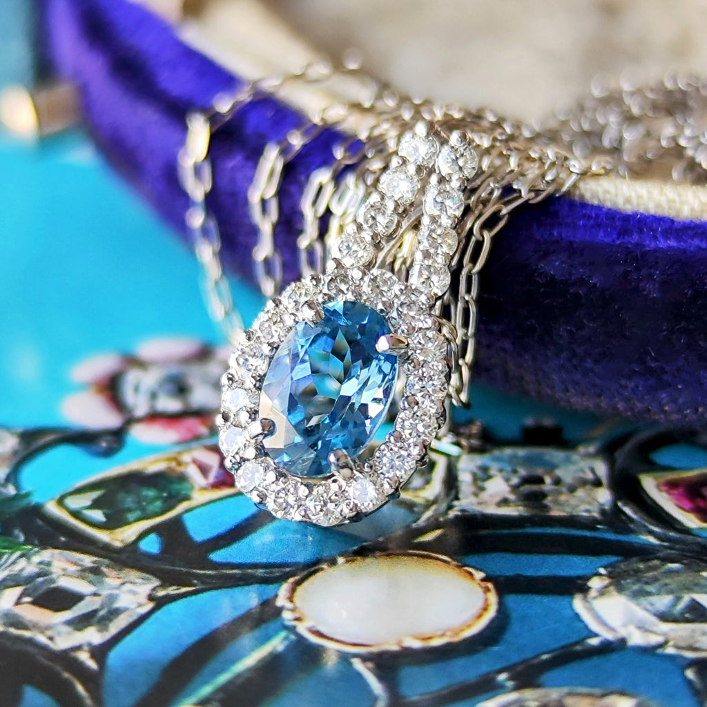 【サンタマリア】天然アクアマリン 天然ダイヤモンド ネックレス