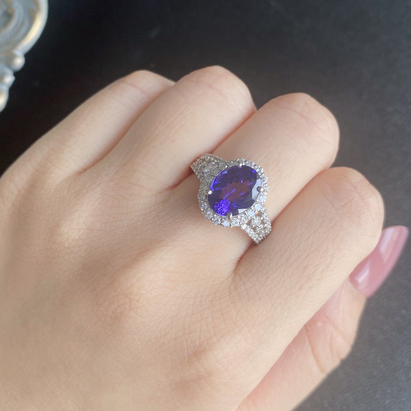【大粒 3.29ct】天然タンザナイト 天然ダイヤモンド リング