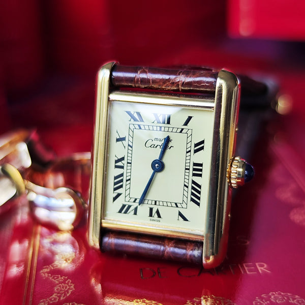 Cartier カルティエ マストタンク ヴェルメイユ ローマンダイヤル クォーツ腕時計