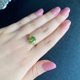 【パキスタン産】天然ペリドット 天然ダイヤモンド リング